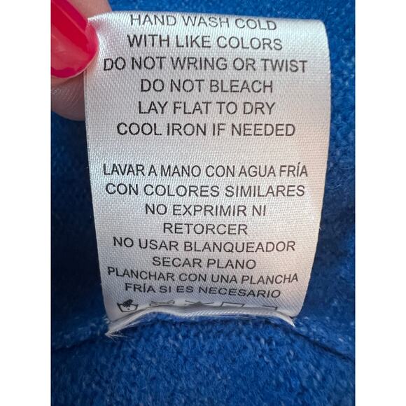 Gianni Bini GB Womens XL Solid Knit Crew Neck Blouson Sleeve Sweater Blue - Picture 9 of 10